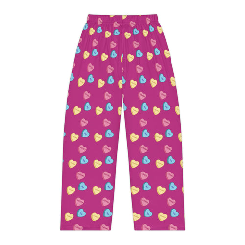 Colorful Heart Pattern Pajama Pants | Berry All-Over Print